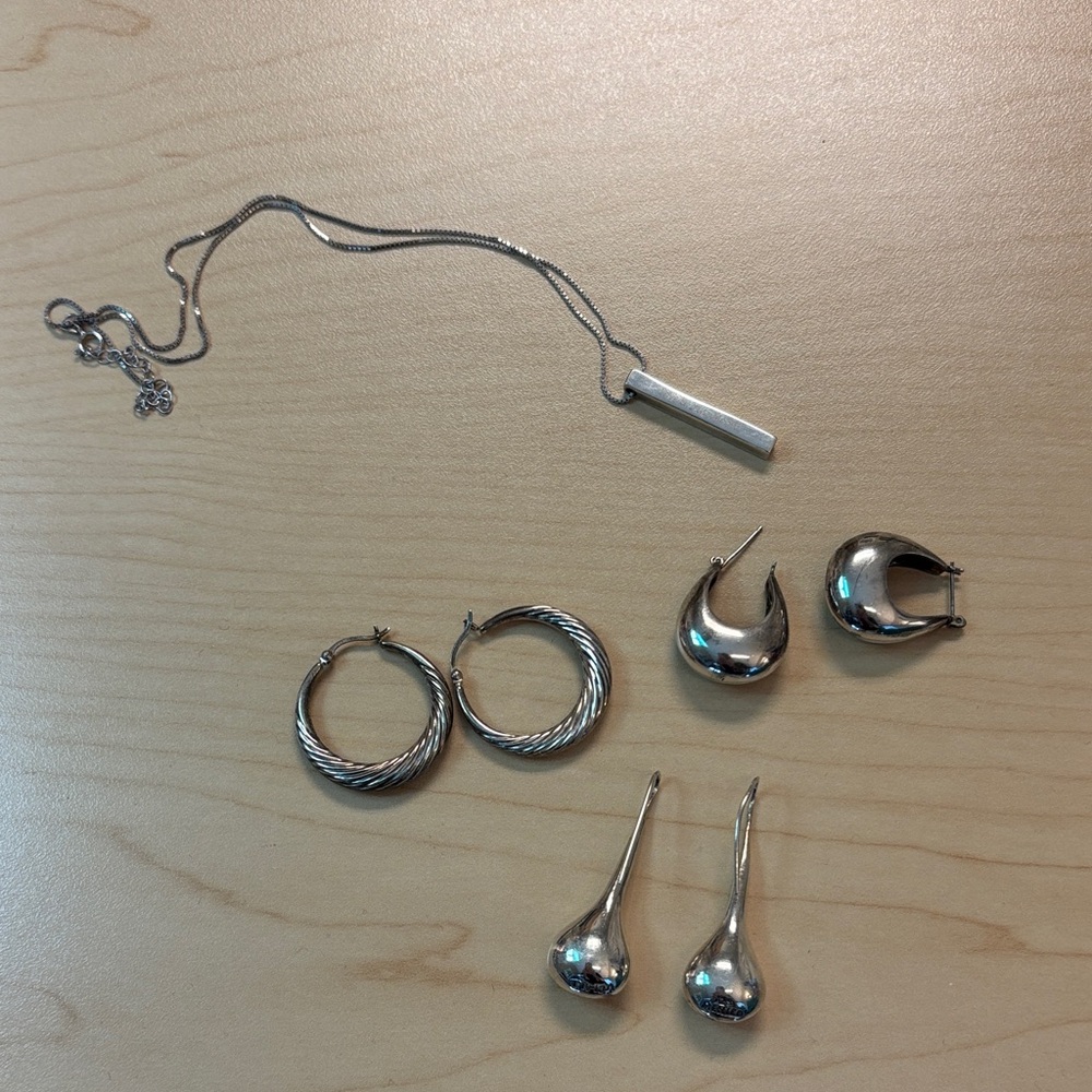 Silver Jewelry Set with Necklace and Earrings